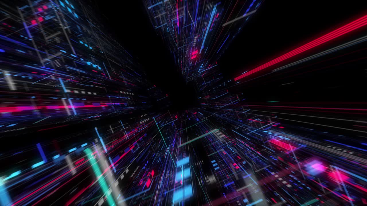 visualización de grandes datos con movimiento de cuadrícula digital. análisis de información, computación en la nube, internet de las cosas, tecnología de red. infografías de datos visuales. bucle sin costuras, renderización 3d