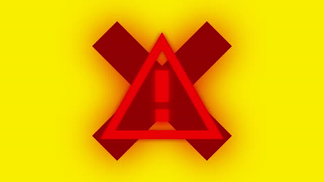 señal de advertencia roja y cruz sobre fondo amarillo con interferencia