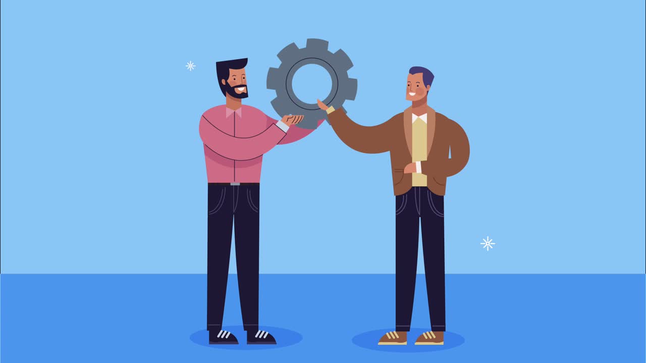 successful men with gear animation