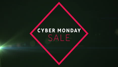 Animación-Del-Texto-De-Venta-Del-Cyber-Monday-En-Marco-Rosa-Sobre-Fondo-Negro