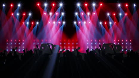 animación de la multitud bailando en el club de música y luces