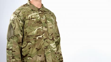 soldier saluting on white background