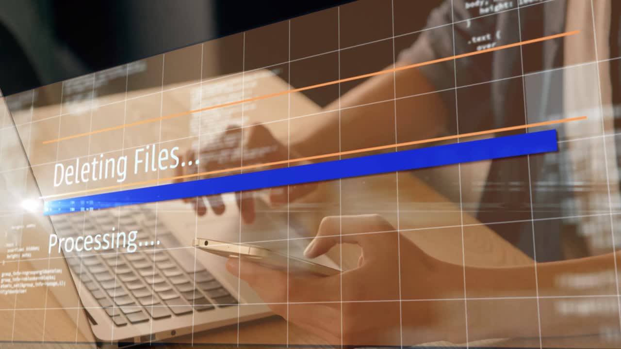 사무실에서 사업가 여성에 대한 데이터 처리의 애니메이션