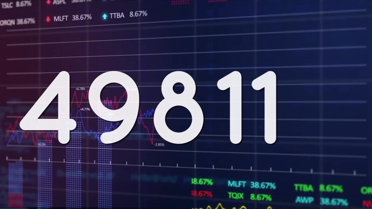 Contatore digitale che visualizza numeri in rapido aumento su un cruscotto del mercato azionario finanziario