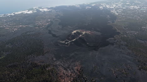 drone view of cumbre vieja, extinct volcano in la palma, serene landscape