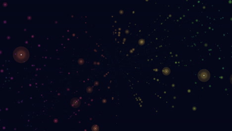 puntos danzantes caleidoscopio dinámico de colores sobre un fondo oscuro