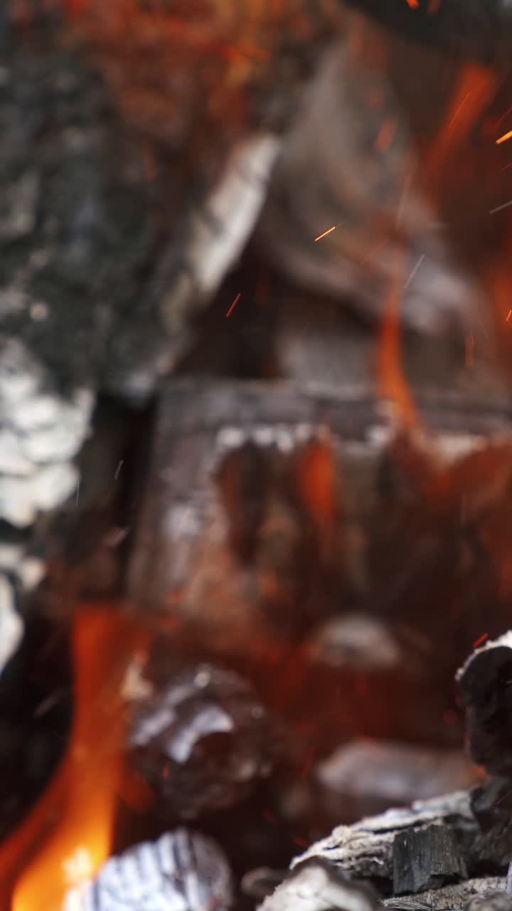 Tongues of flame fire. Close up of outdoor fire burning