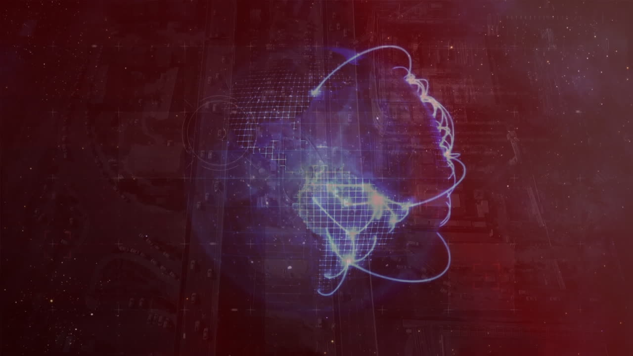 animación del globo y los datos en fondo rojo