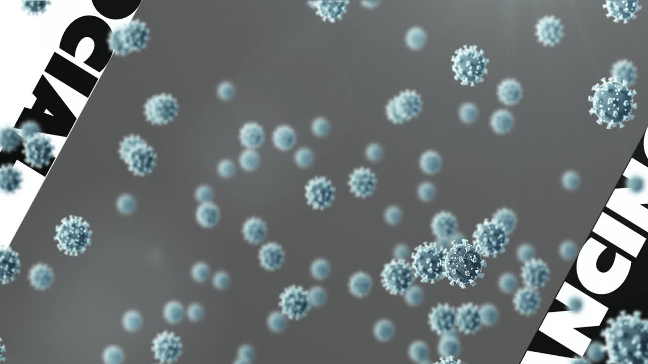 células de covid-19 contra el texto de distanciamiento social