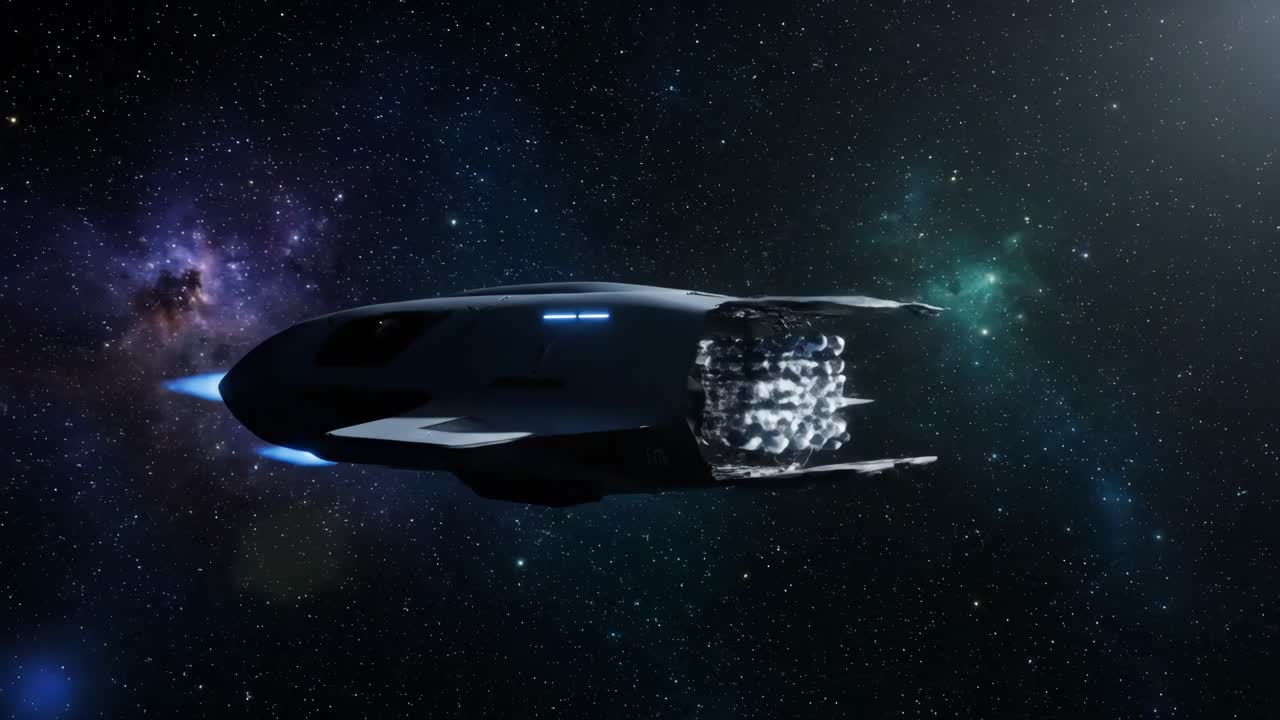 Astronave nello spazio profondo con capsule di salvataggio rilasciate