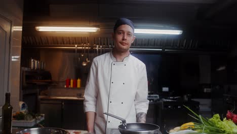 chef preparing food in a restaurant kitchen