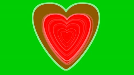 red love hearts sign symbol icons animation cartoon beating on green screen for valentine's day or mother's day concept 4k video motion graphics