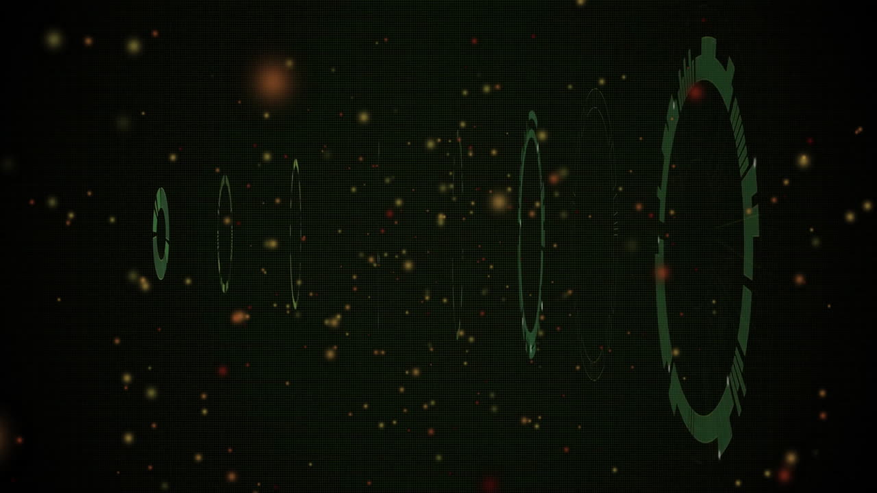 오렌지색 반점의 애니메이션과 검은색 배경의 범위 스캔