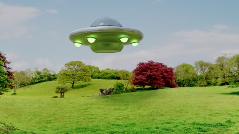 UFO,-Entführung-Durch-Außerirdische,-Kuh-UFO,-Unbekanntes-Flugobjekt,-Aliens,-Nahbegegnung-4k