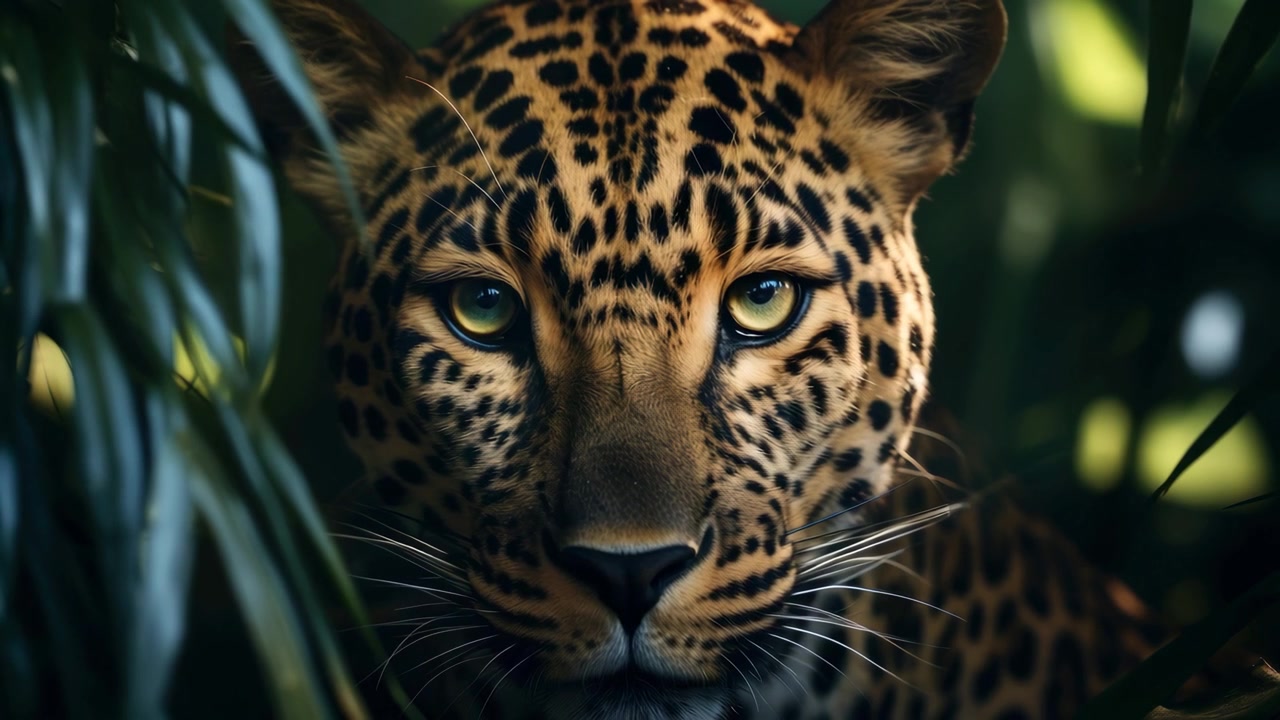 Ormanda Keskin Bakışlı Bir Leoparın Yüzünün Yakın Çekimi