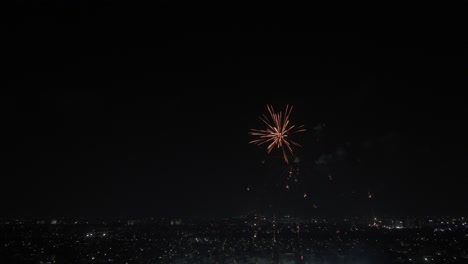 bursting of firecrackers in sky during night time in chennai, india
