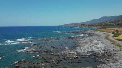 aerial view of rocky coastline of crete island in greece