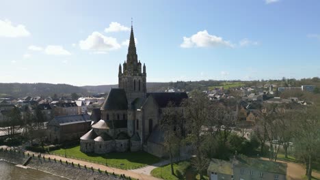 basilica of notre-dame d'avesnières along mayenne river, laval in france