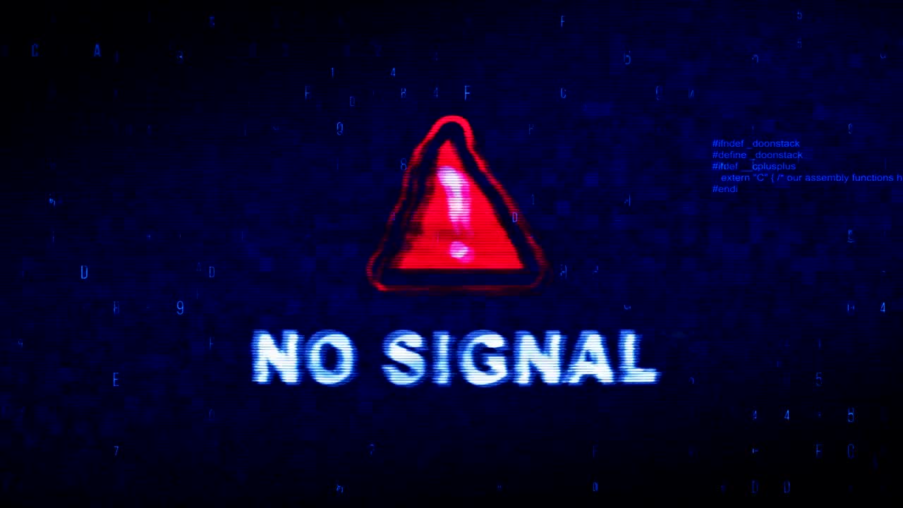 No Signal Text Digital Noise Twitch Glitch Distortion Effect Error Animation.
