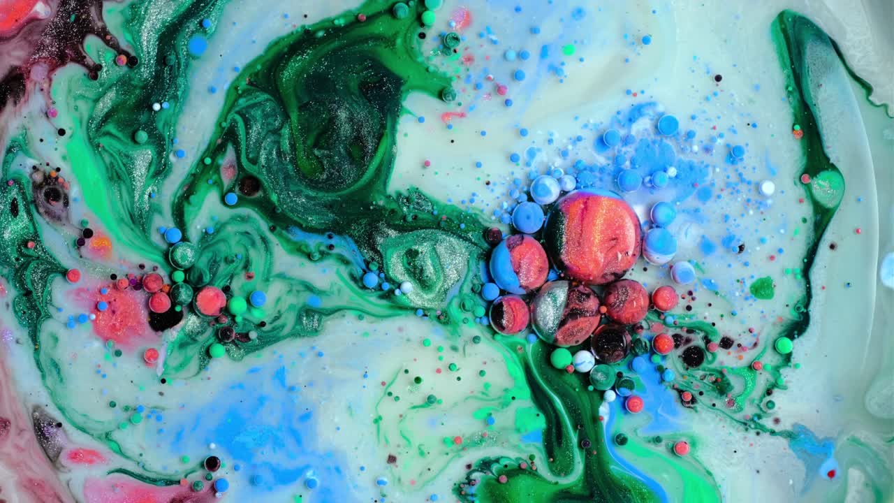 pintura colorida y burbujas fondo abstracto video 4k