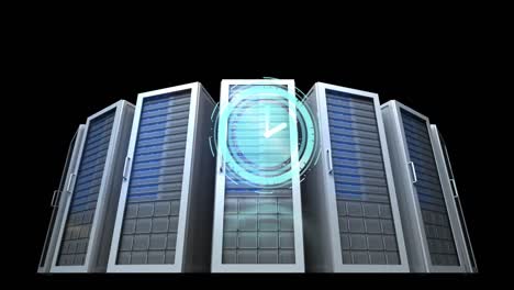animación del reloj moviéndose rápidamente sobre los servidores de la computadora