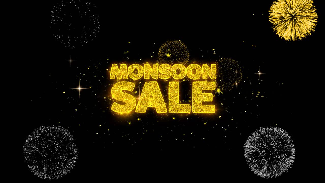 Monsoon Sale Advertisement with Fireworks