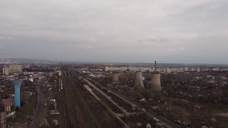 aerial view of industrial zone and railway tracks
