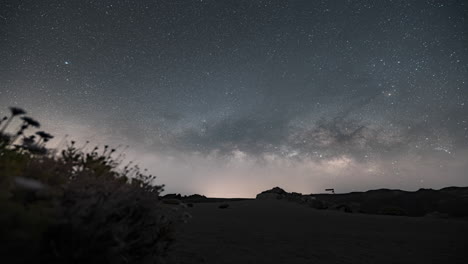stunning view of the milky way above teide national park in tenerife at night, timelapse
