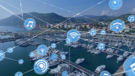 animation of networks of connections over docks