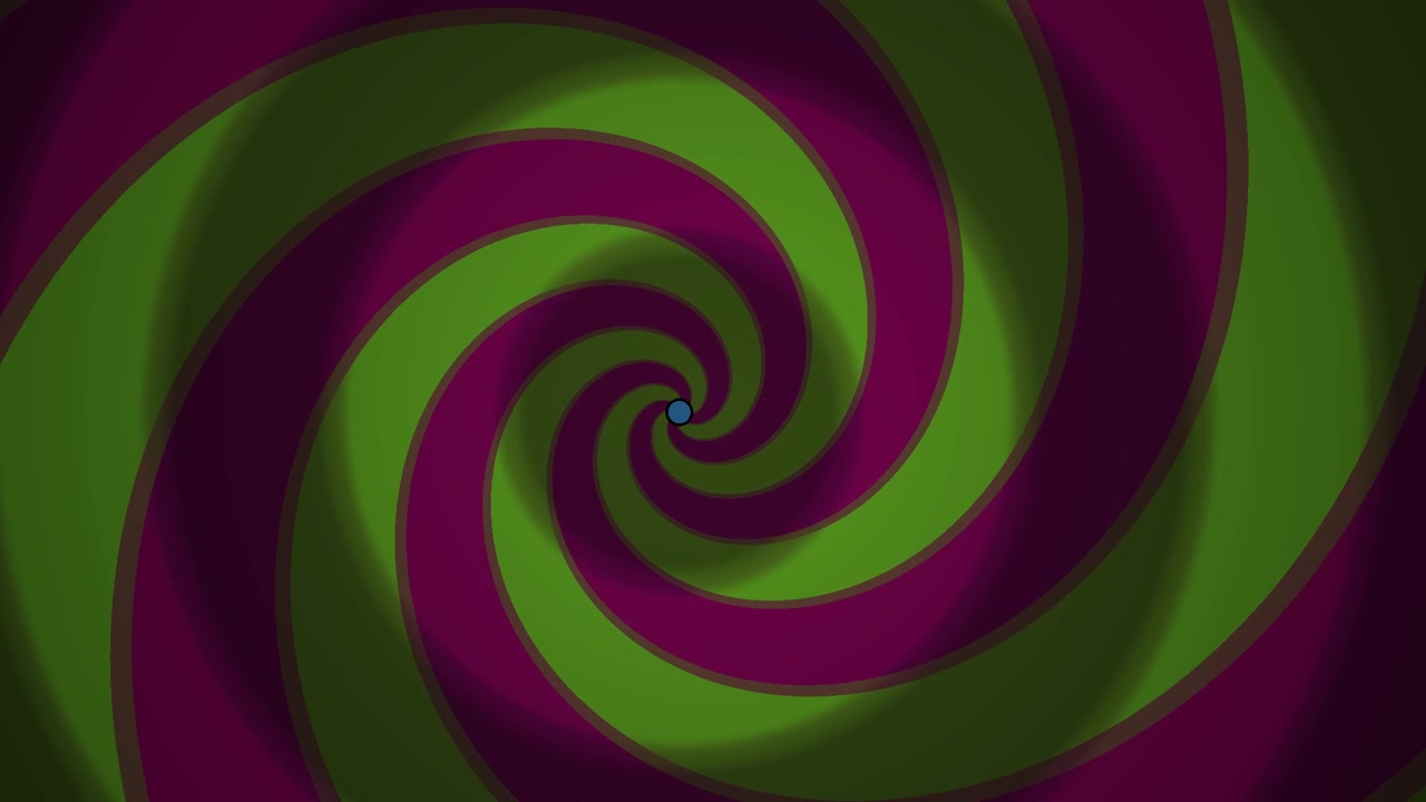 Rotazione a Spirale Ipnotica Vibrante Verde e Viola