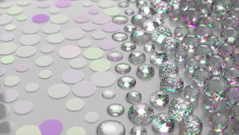las burbujas de diamante se inflan y estallan en la superficie manchada. color púrpura blanco. ondas. animación 3d de bucle sin costuras