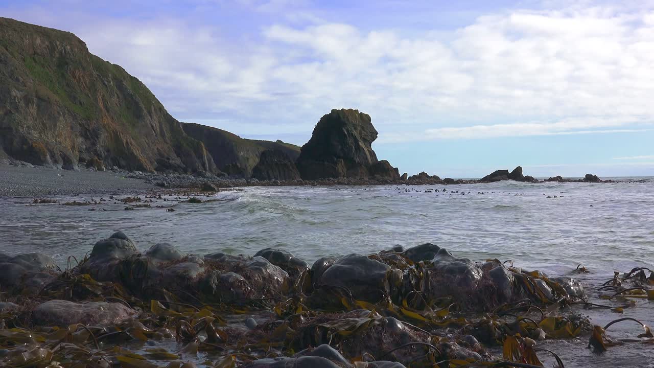 Ireland Epic Locations celp floating in gentle waters in lagoon Copper Coast Waterford on a spring morning