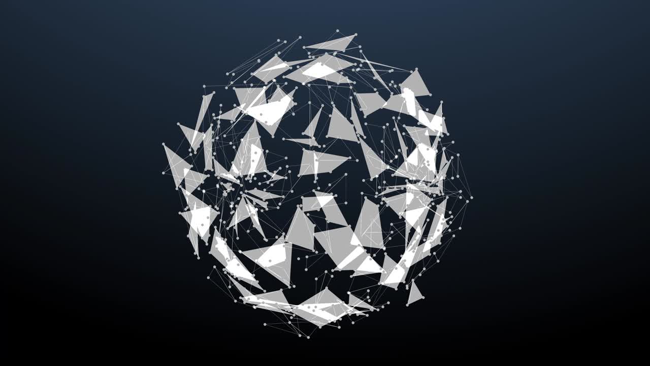 디지털 기하학 모양의 구를 회전하는 4k 애니메이션 배경