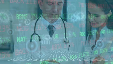 Animation-of-data-processing-over-two-caucasian-doctors