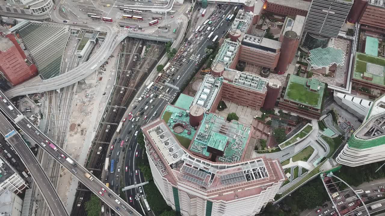 홍콩의 코울룬 구역의 공중 촬영