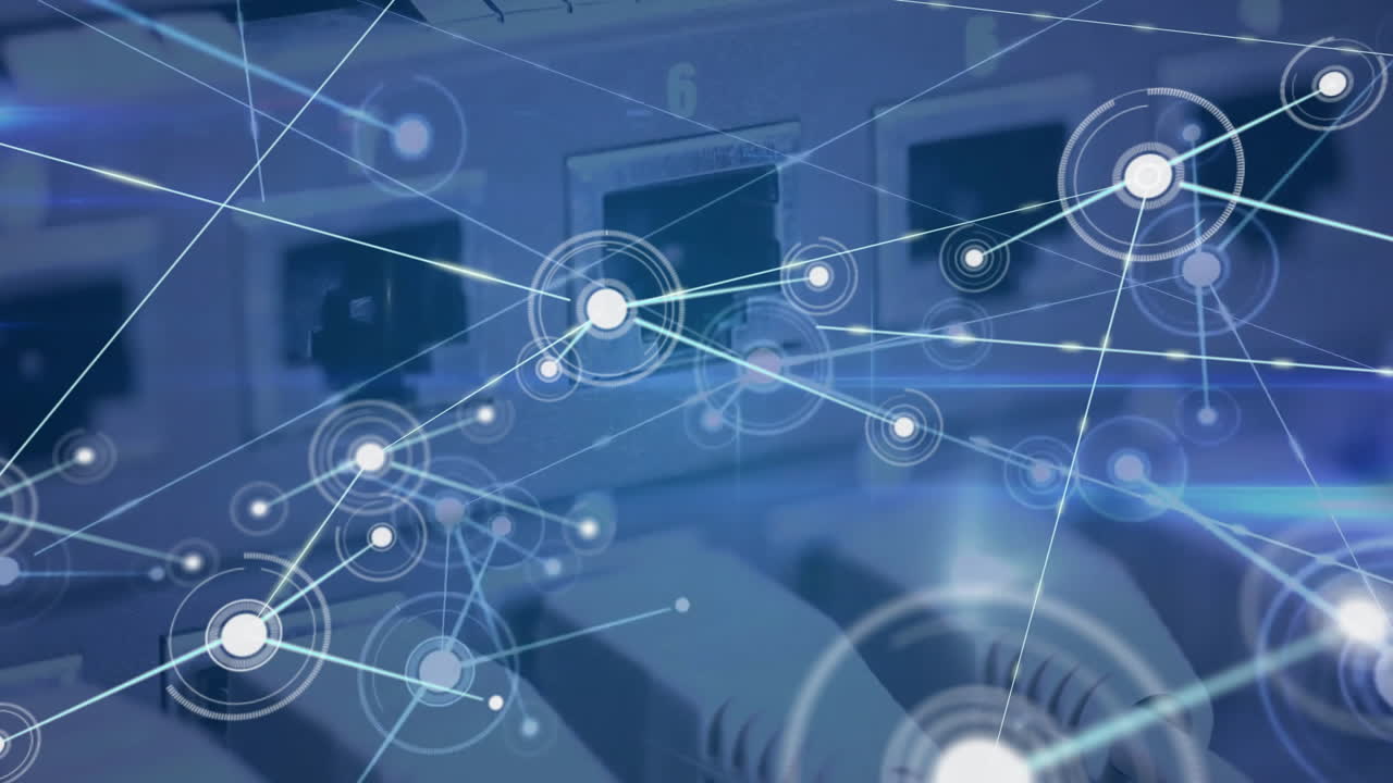 컴퓨터 서버를 통한 연결 네트워크의 애니메이션