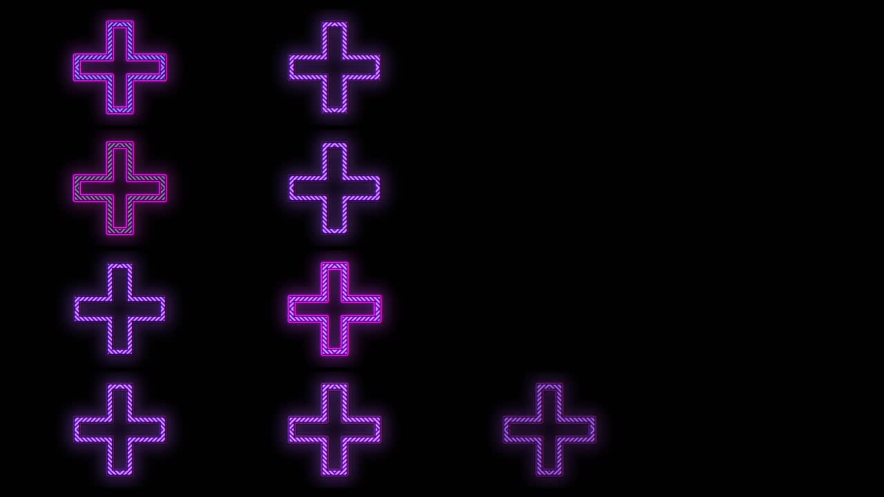 patrón de forma de cruces con luz púrpura de neón pulsante 2
