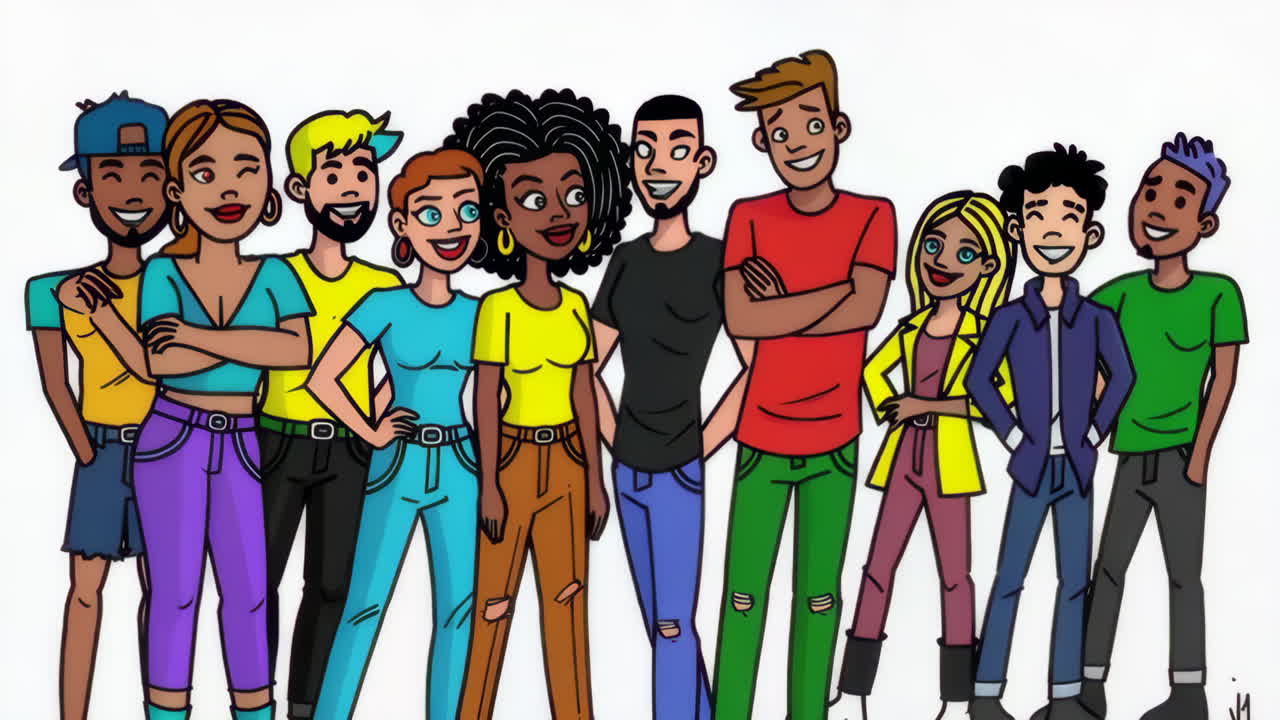 Diverse Group of Cartoon Friends