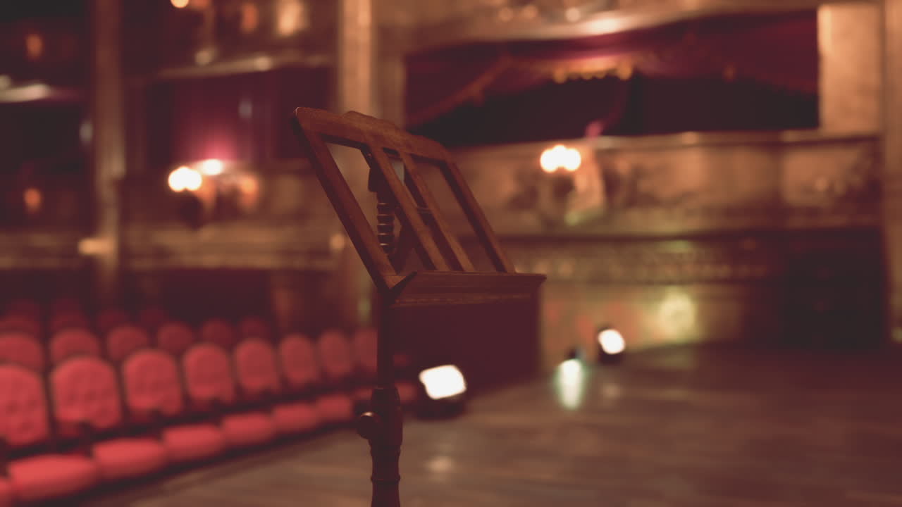 Old opera house stage with empty seats waiting for a performance to start