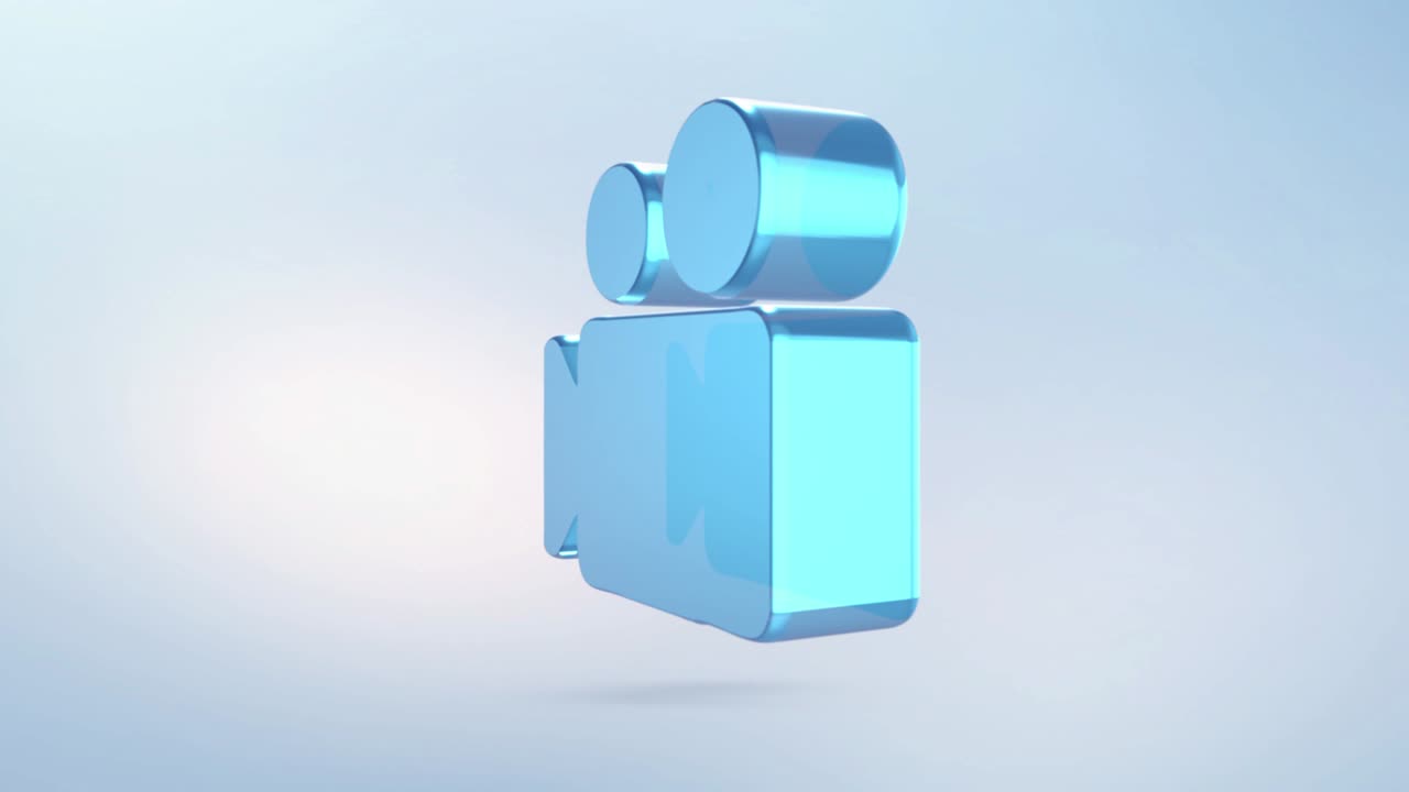 알파 채널과 함께 애니메이션 표지 캠코더 아이콘, 회전 고립 비디오 카메라