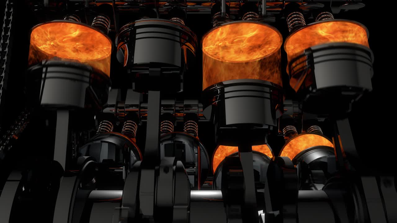 느린 동작 근접 작업 v8 엔진 애니메이션 - 루프