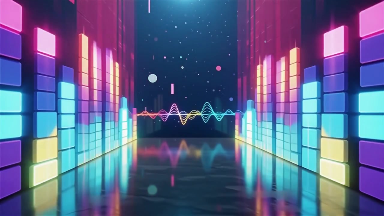 Futuristic Rainbow Neon Music Equalizer Visualizer Background