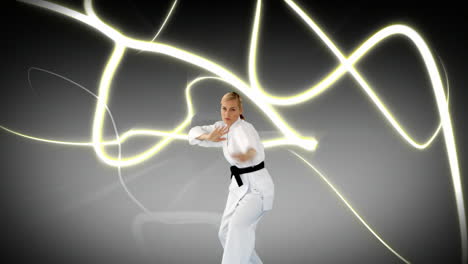 woman doing karate