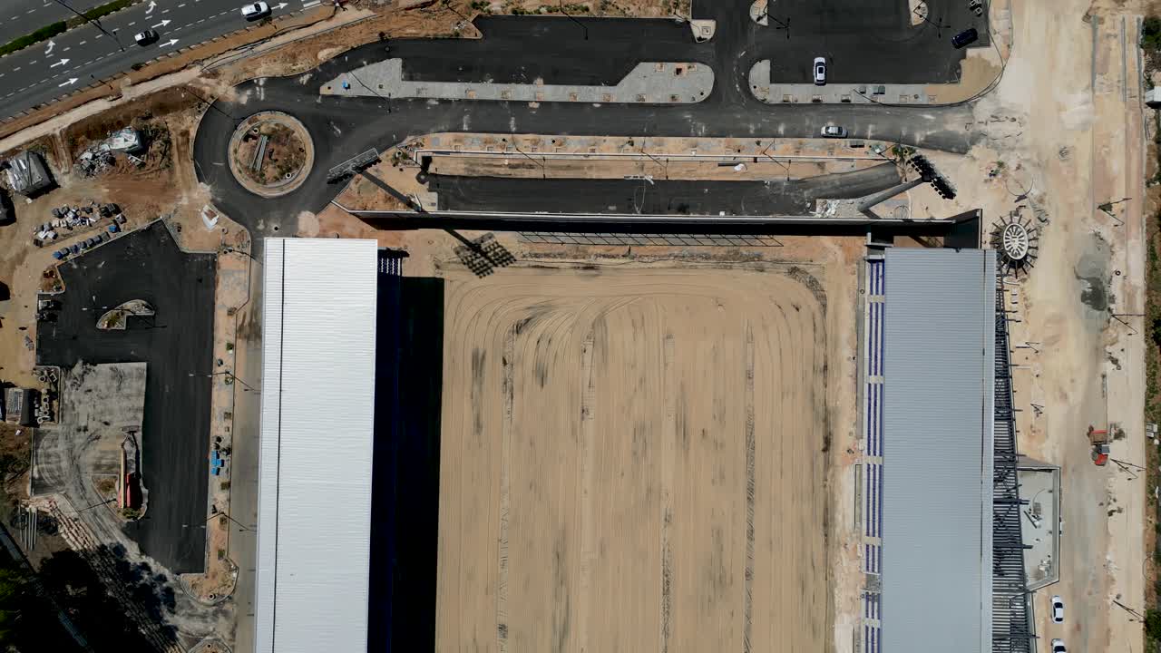 High resolution 4K Video of the new Rehovot City Soccer Stadium during final stages of construction- Israel