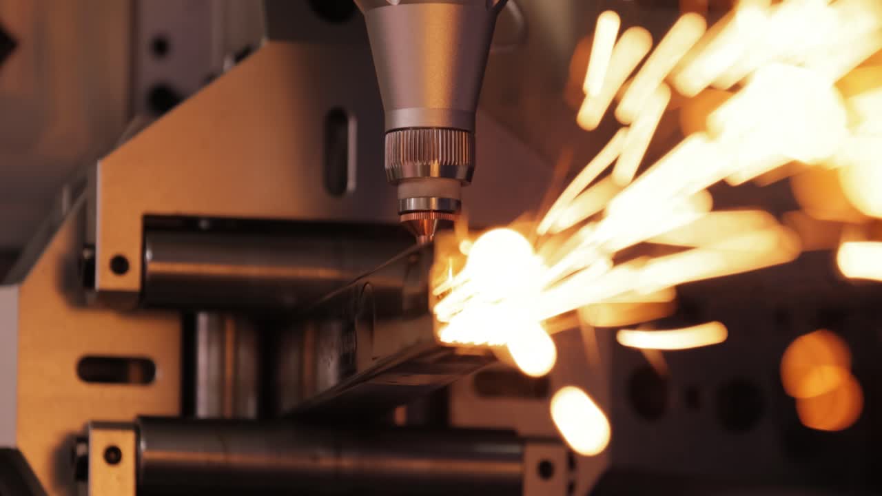 corte con láser y gas de metal, tecnología industrial moderna.