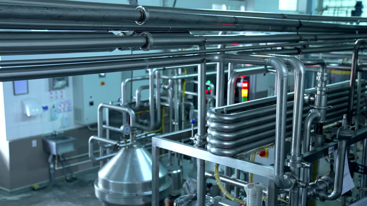 Steel cheesemaking factory equipment. Stainless industry butter producing.