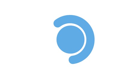 animation rotating blue circle transition on white and black background.