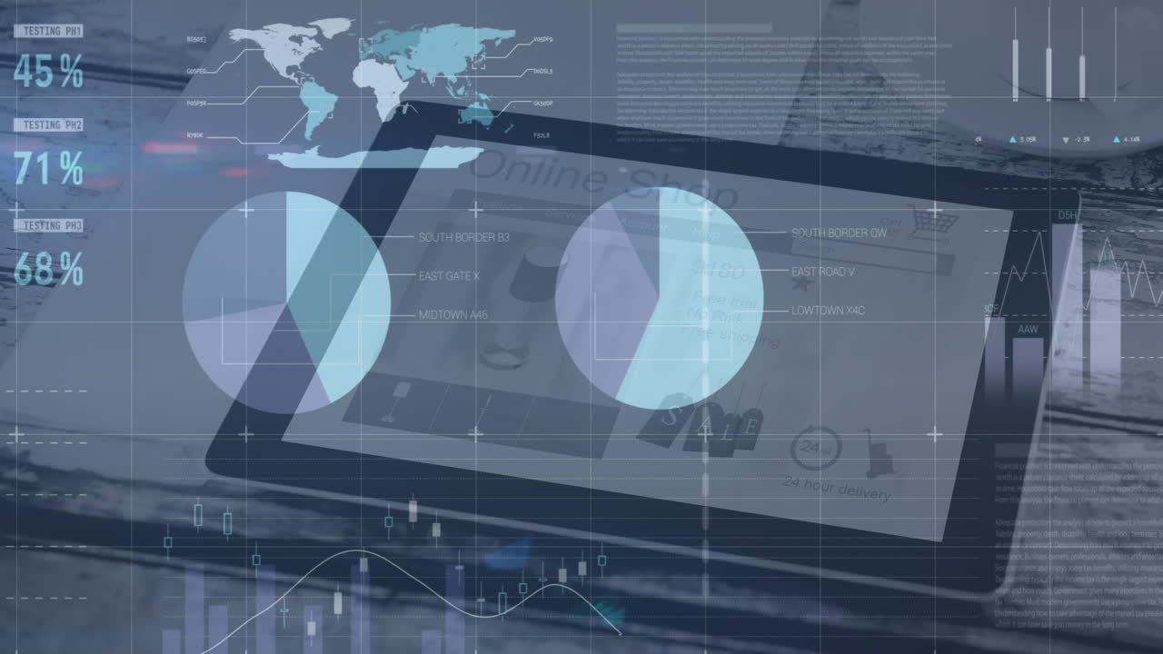 Animation of financial data processing over tablet