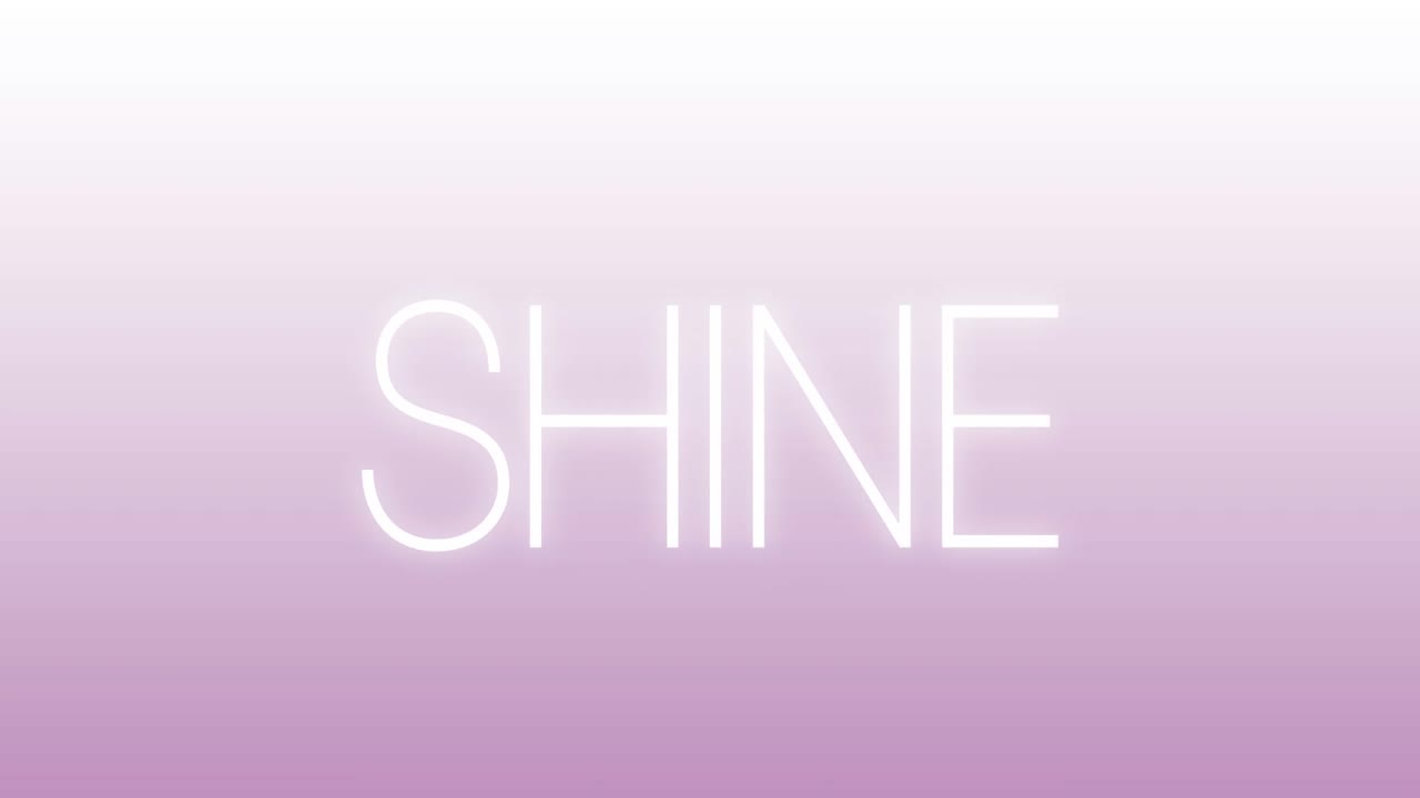 animación del banner de texto brillante contra un fondo de degradado púrpura