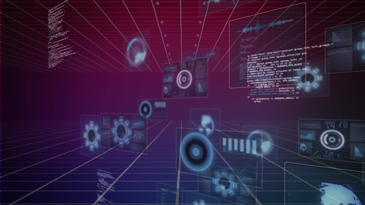 animación del procesamiento de datos sobre formas